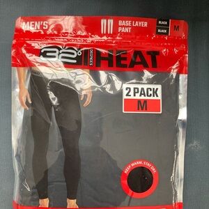 32 Degrees Men's Black Base Layer Pants - 2 Pack